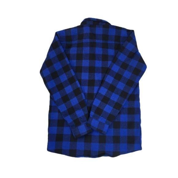 Grandwish Boys Blue and Black Plaid Button Down Shirt Size M - Picture 2 of 7
